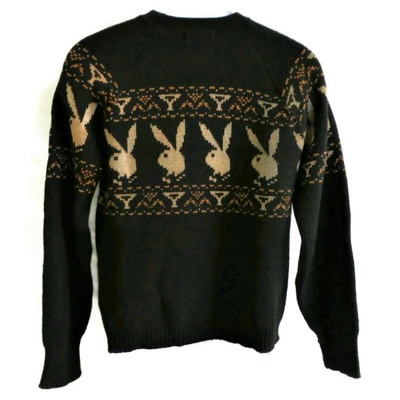 SOLD Vintage 60s Playboy Sweater All Wool Black S - Picture 6 of 11